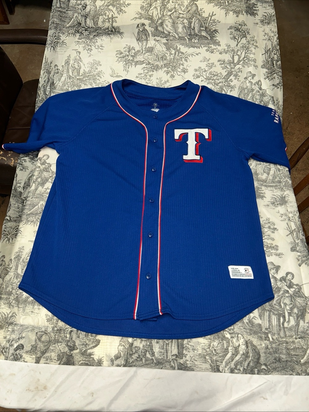 Mens Texas Rangers Blue Baseball Jersey - Button-Up X-Large